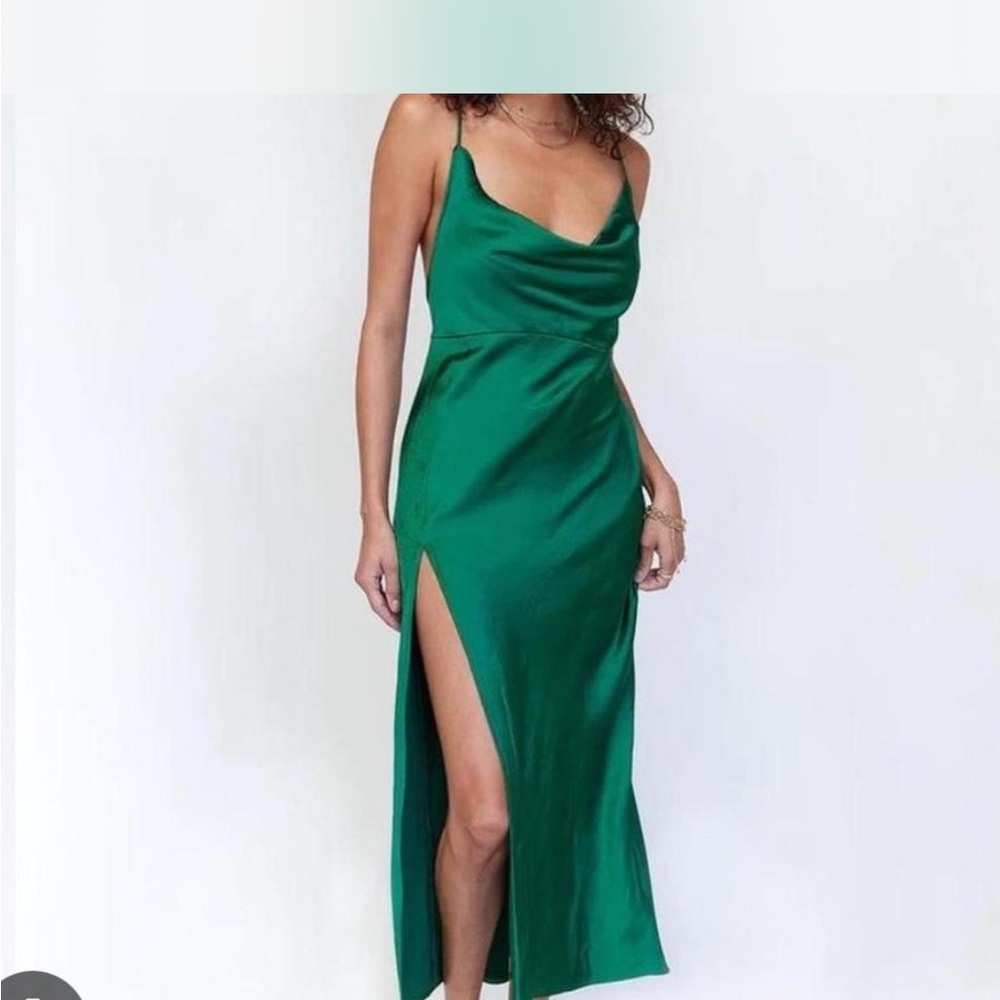 Lioness Walk the Line Green Satin Dress